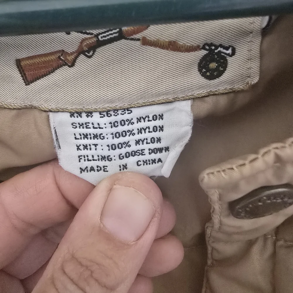 Vintage Cabela's Tan Goose Down Puffer Jacket Bomber XL - Picture 2 of 5